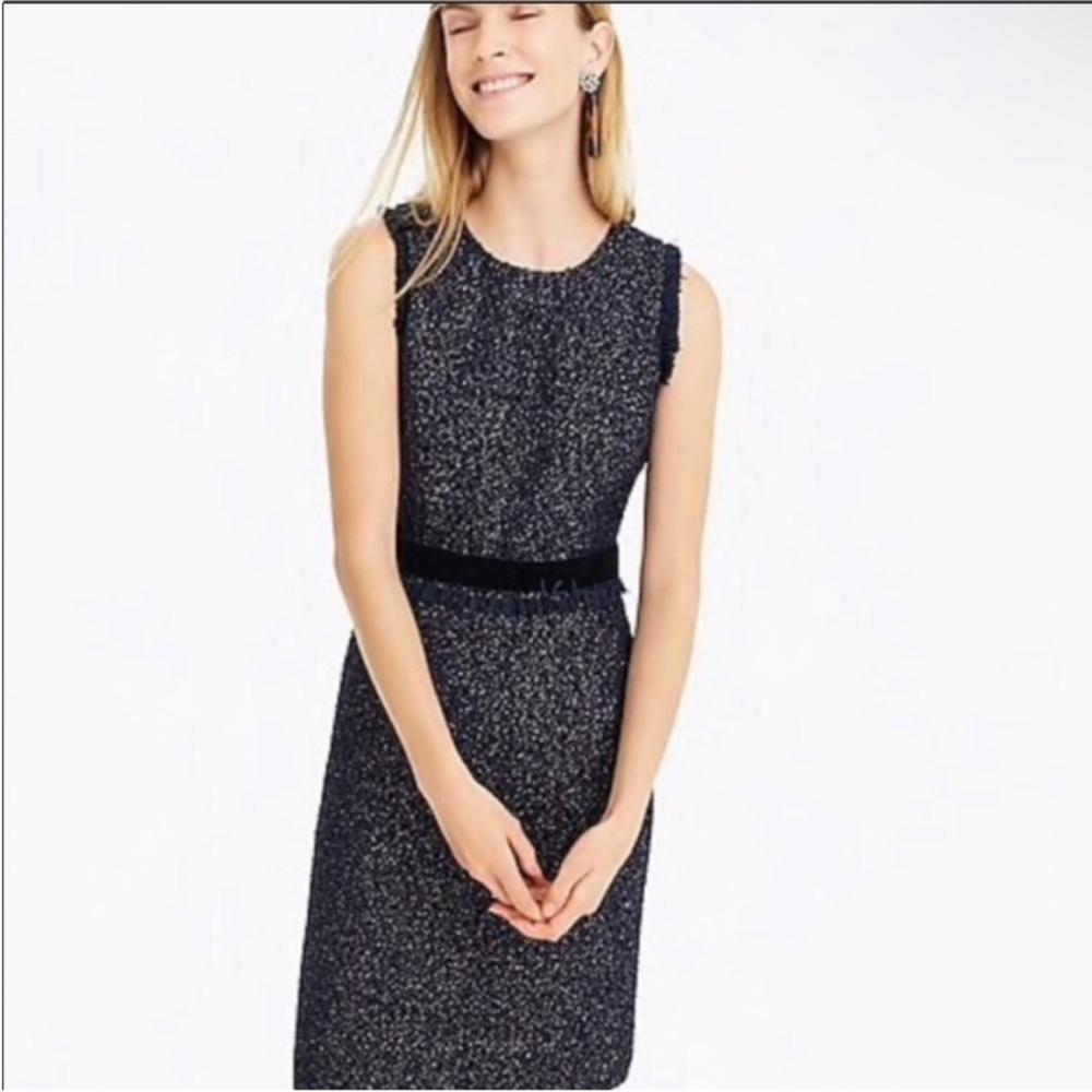 J. Crew Black and Silver Midi Dress tweed